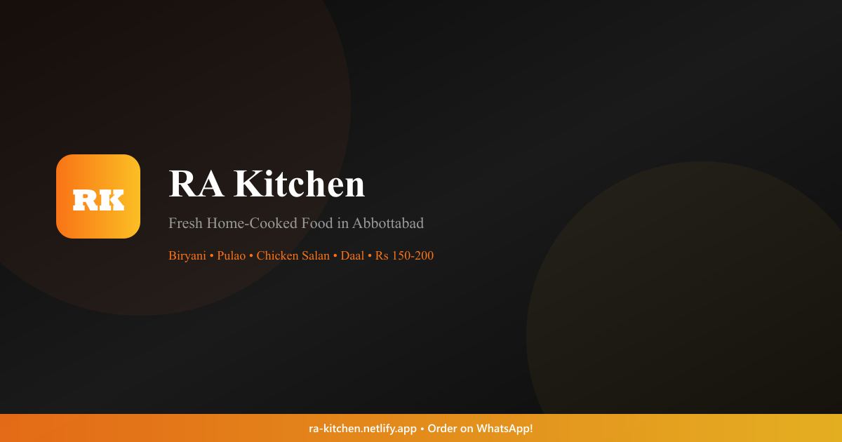 RA Kitchen — Home-Cooked Food Delivery Website